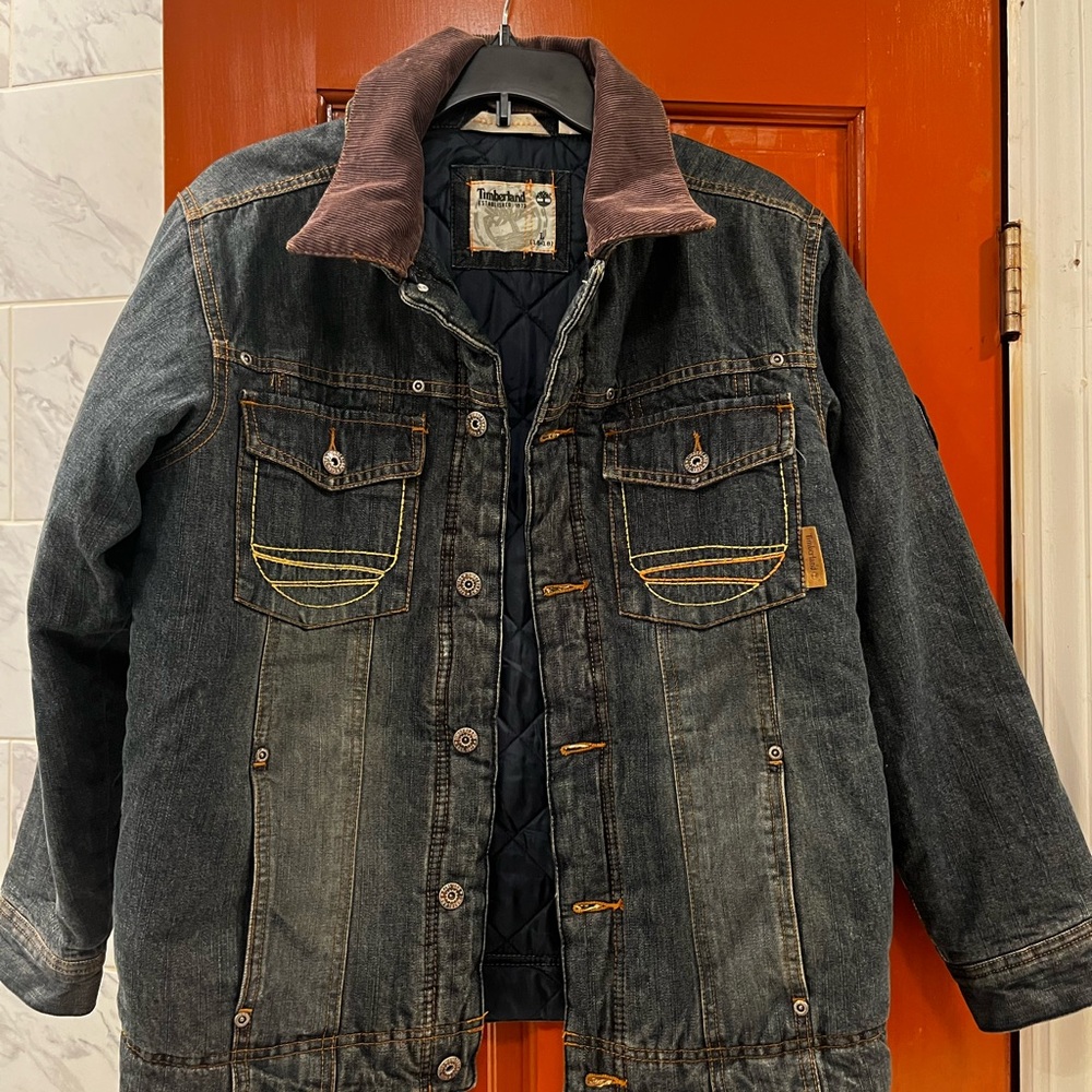 Timberland Denim Jacket with Brown Corduroy Collar